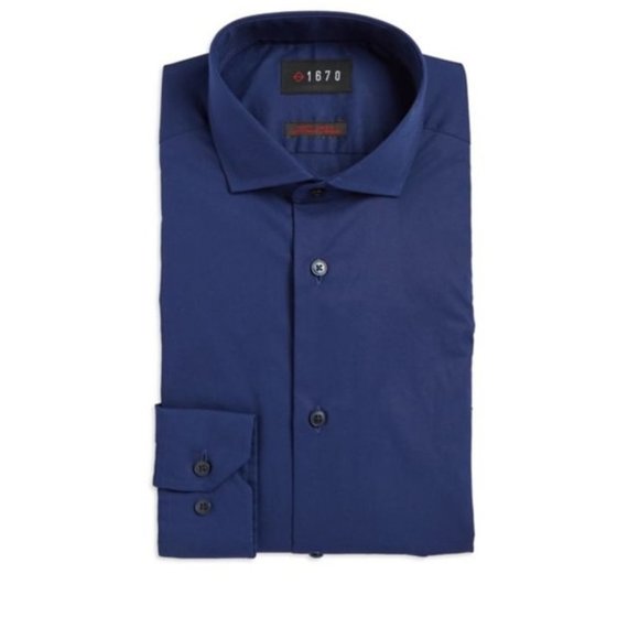 🎁 1670 Slim-Fit  Dress Shirt - Picture 1 of 7